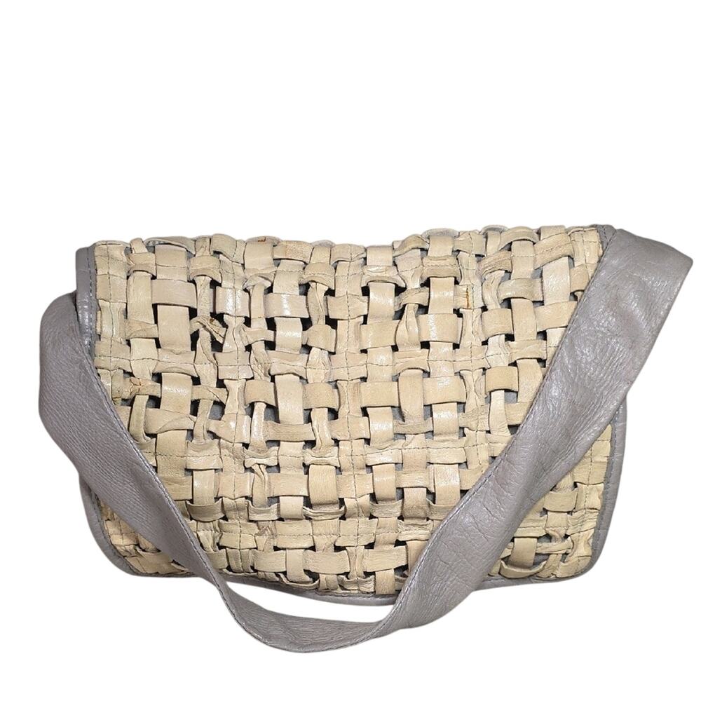 Laura Di Maggio Ivory and Grey Leather Womens Purse Bag